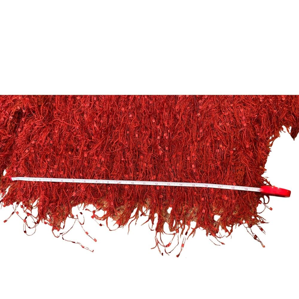 REHAB LAB Red Shaggy Eyelash Knit Long Bell Sleeve Sweater Size L - Picture 9 of 14